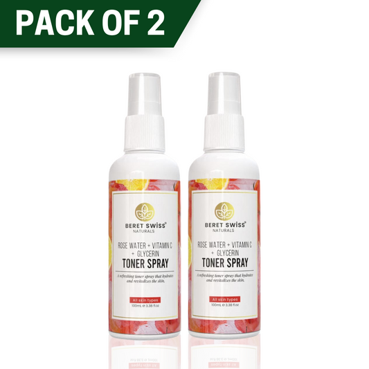 Pack of 2 - Rose Water + Vitamin C + Glycerin Toner Spray